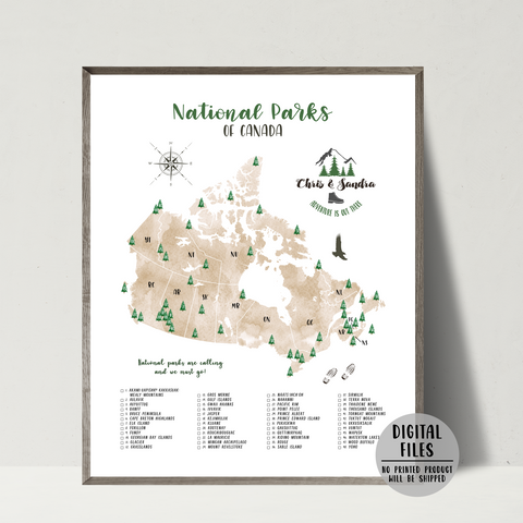 canada national parks map-personalized gift for traveler