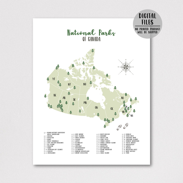 canada national parks map-gift for traveler-gift for hiker