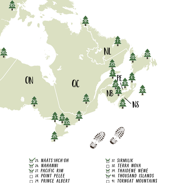canada national parks map print-canada national parks checklist