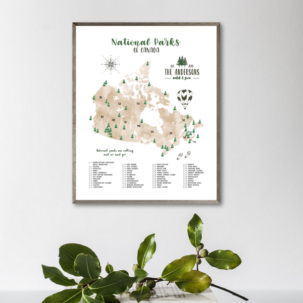 canada national park map-personalized map gift for hiker