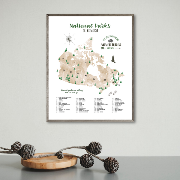 personalized map-canada national parks map print
