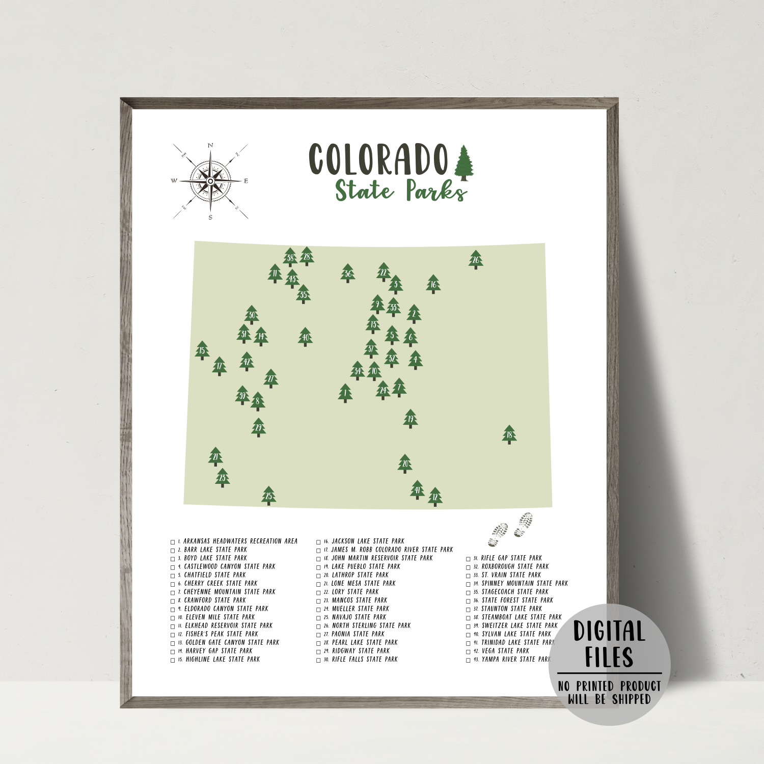 Colorado State Parks Map-Colorado Map- Colorado Print