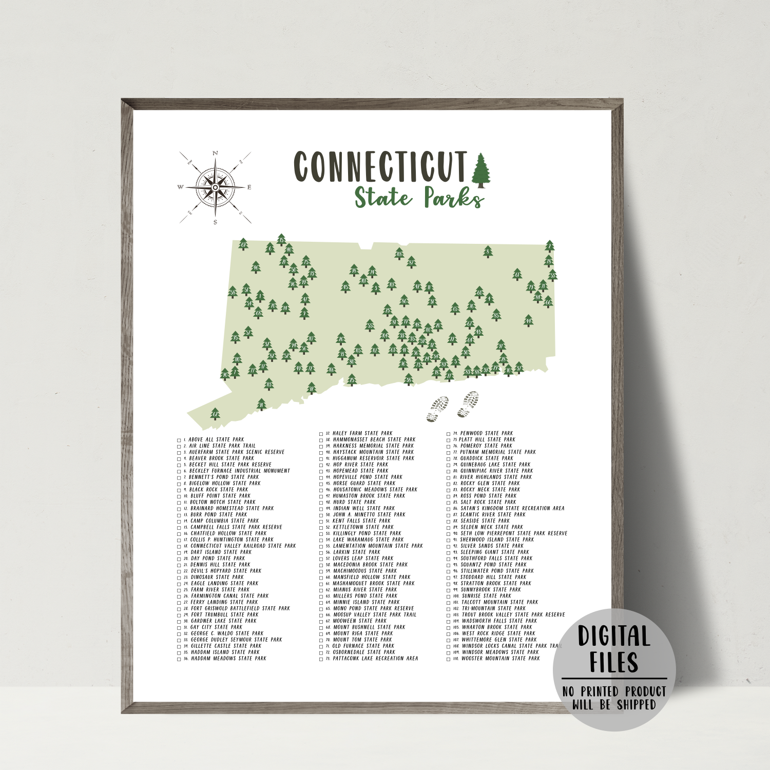 connecticut state parks map print-connecticut state parks poster