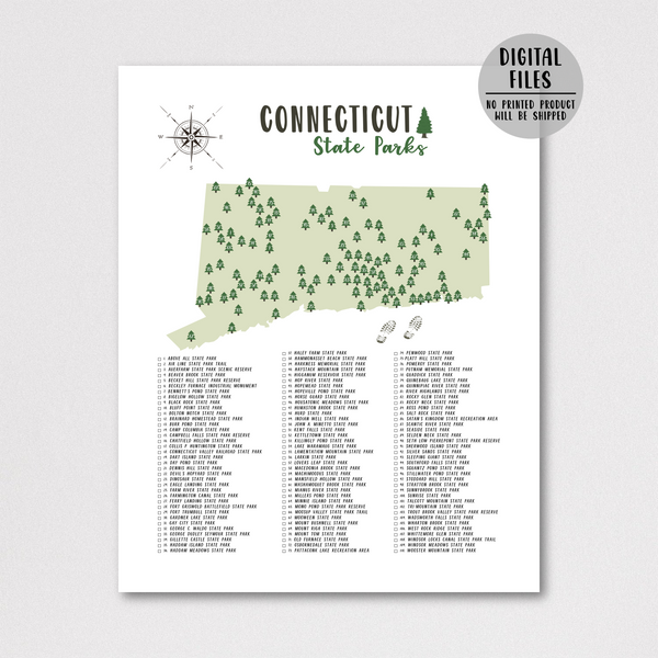 connecticut state parks map poster-hiking gift ideas