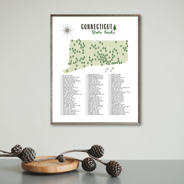 connecticut state parks map print-gift for traveler