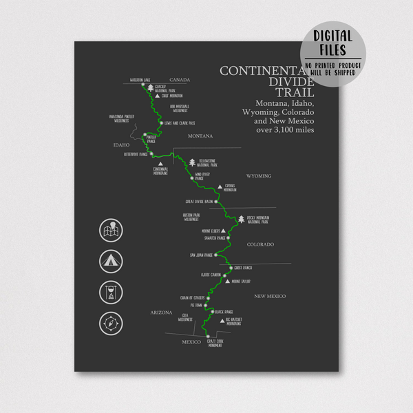 continental divide trail hiking map-continental divide trail map-adventure map