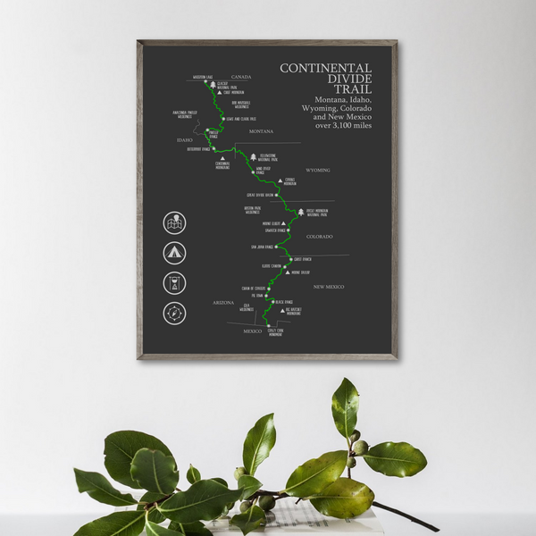 continental divide trail hiking map print-travel gift ideas-gift for hiker