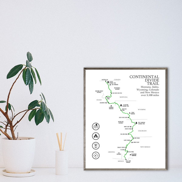 continental divide trail map-adventure map-hiking map print