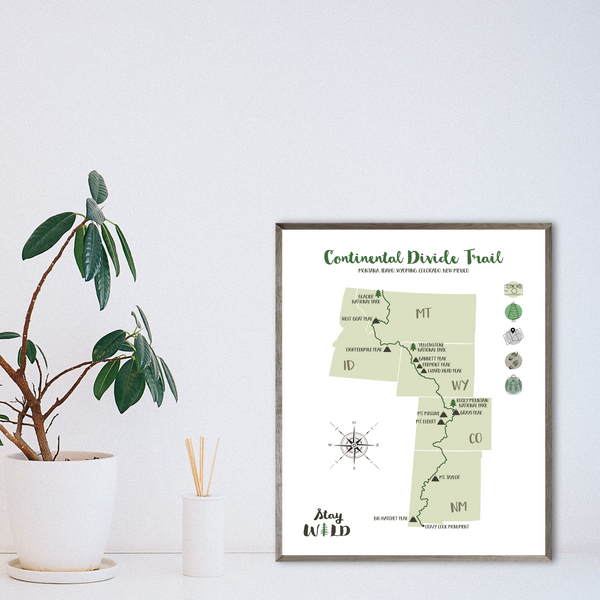 continental divide trail hiking map-continental divide trail map-trail poster