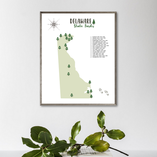 delaware state parks map poster-gift for adventurer