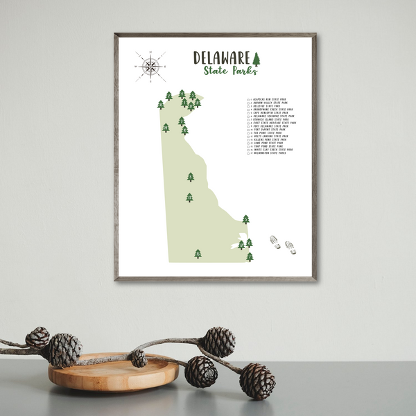 delaware state parks map poster-adventure map print