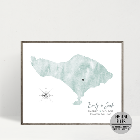 Personalized wedding location map showing your special place