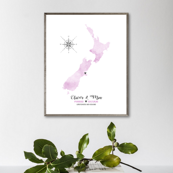 wedding location map print-personalized wedding map gift