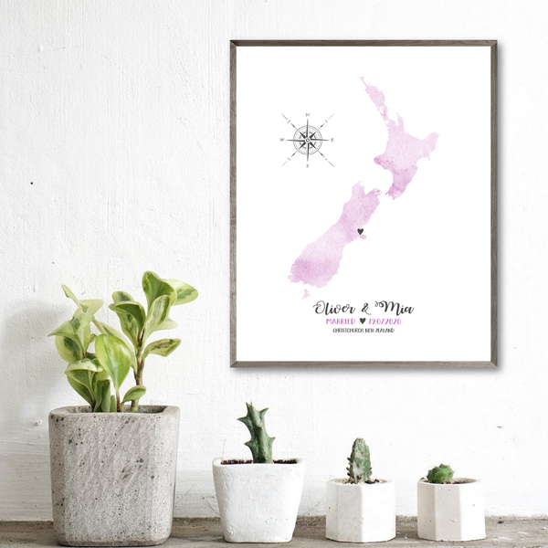 personalized wedding map print-anniversary gift for him-gift for her