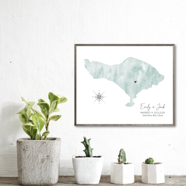 wedding map print-personalized gift for him-gift for her