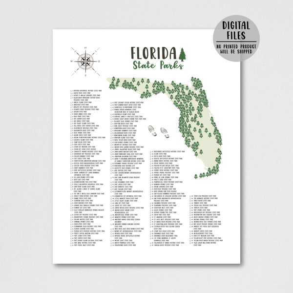 florida state parks map print-gift for traveler