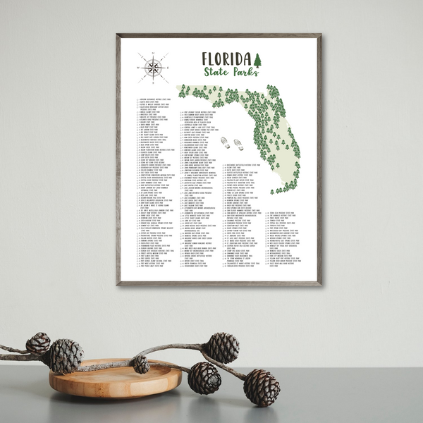florida state parks map poster-gift for traveler