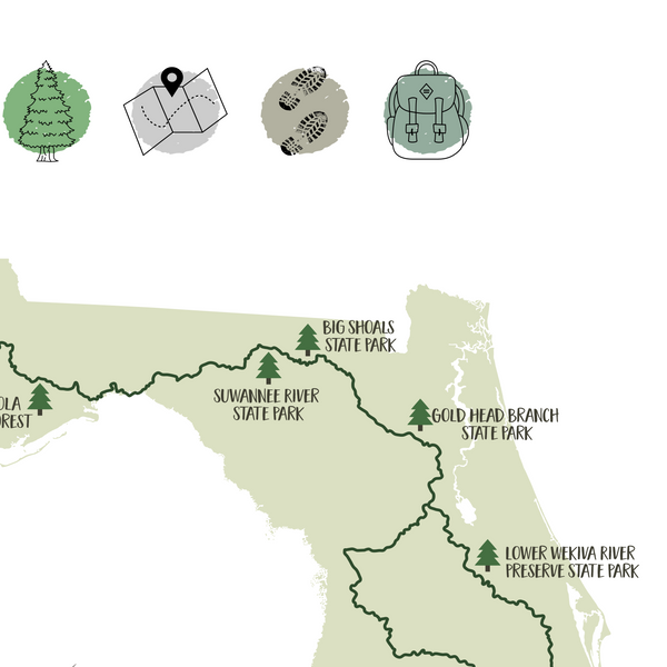 florida trail map-florida hiking trail map-gift for hiker