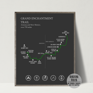 Grand Enchantment trail map print-hiking trail map poster-gift for hiker