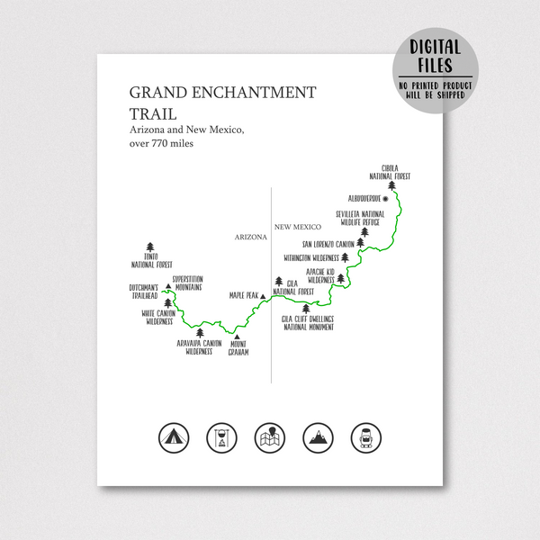 Grand Enchantment hking trail map-Grand Enchantment trail print