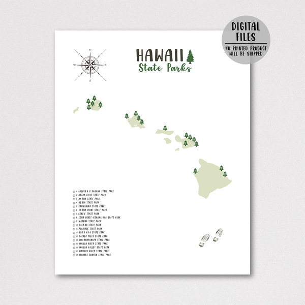 hawaii state parks map poster-gift for traveler