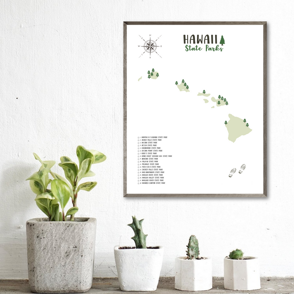 hawaii state parks map poster-adventure gift