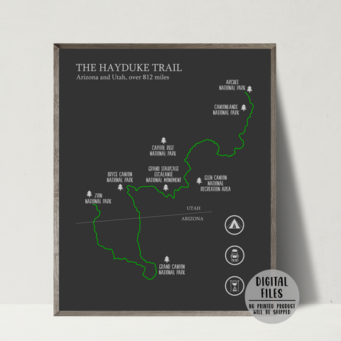 hayduke trail map poster-gift for adventurer