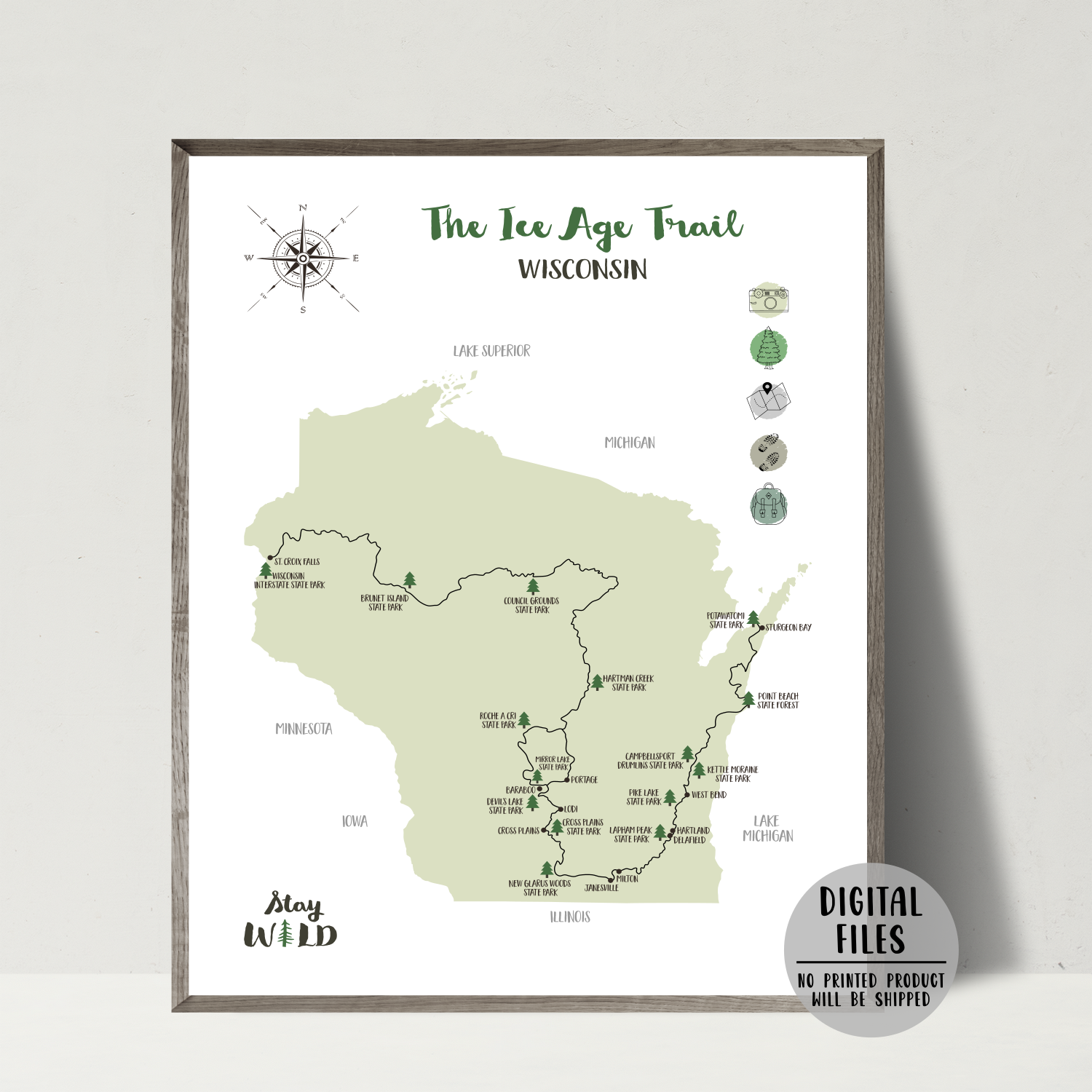 ice age trail map-ice age hiking trail map