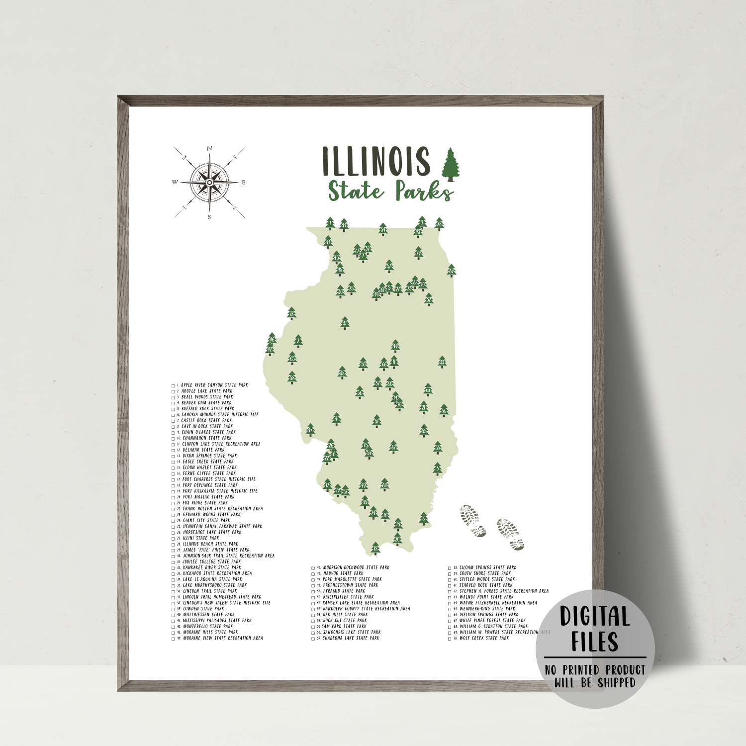 illinois state parks map poster-gift for adventurer