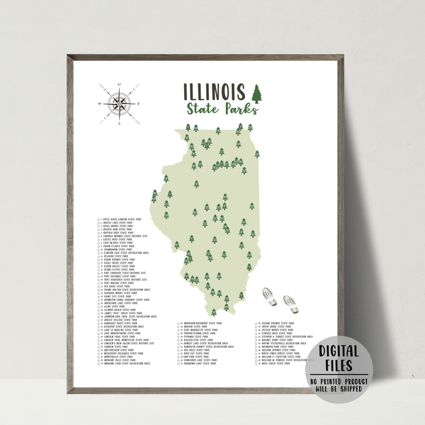 illinois state parks map poster-gift for adventurer