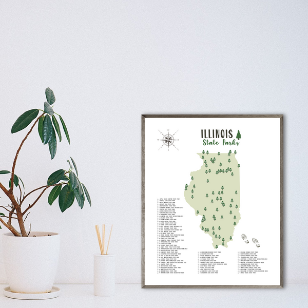 illinois state parks map poster-gift for traveler