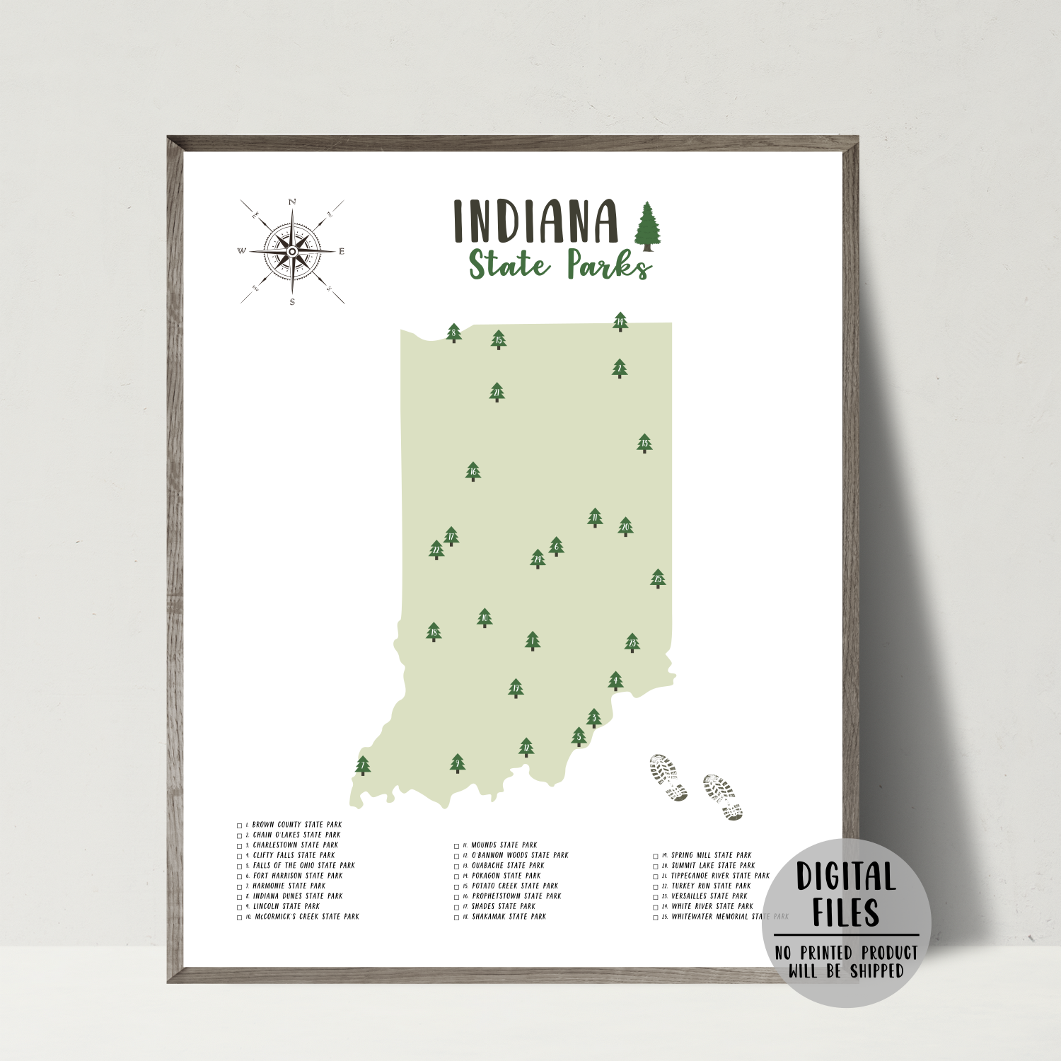 indiana-state-parks-map-gift-for-hiker-indiana-map-digital-print-nomadic-spices for Free Printable Map Of Indiana Indiana State Parks Map | Gift For Hiker | Indiana Map | Digital Print – Nomadic Spices for Free Printable Map Of Indiana