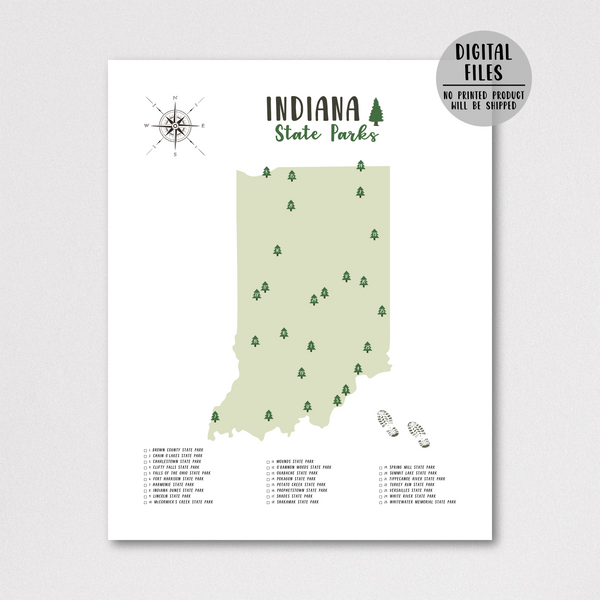 indiana state parks map-gift for hiker