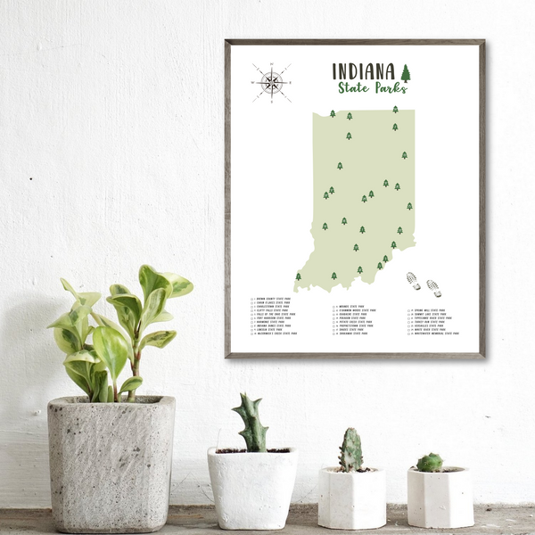 indiana state parks map poster-adventure gift