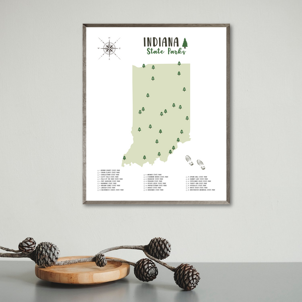indiana state parks map print-gift for traveler