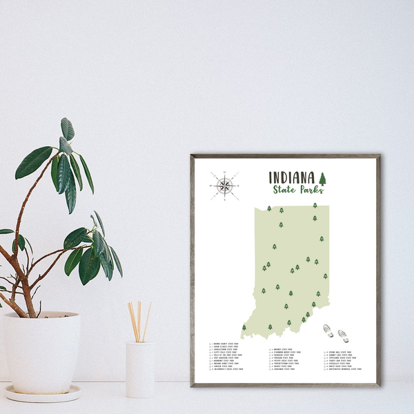 indiana state parks map poster-hiking gift ideas