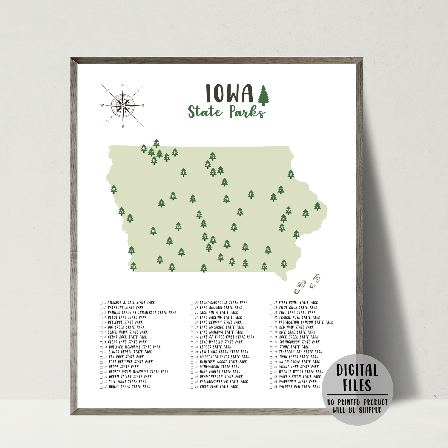 iowa-state-parks-map-gift-for-hiker-iowa-map-digital-print-nomadic-spices for Free Printable Map Of Iowa Iowa State Parks Map | Gift For Hiker | Iowa Map | Digital Print – Nomadic Spices for Free Printable Map Of Iowa