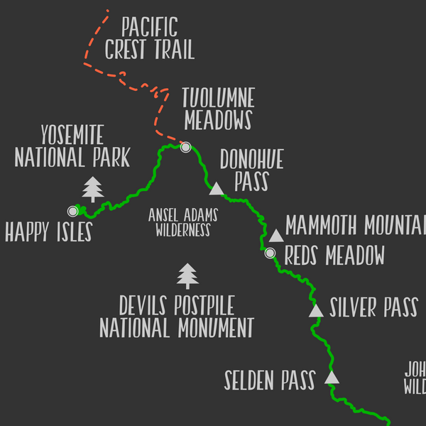john muir trail map poster-hiking map print-gift for adventurer