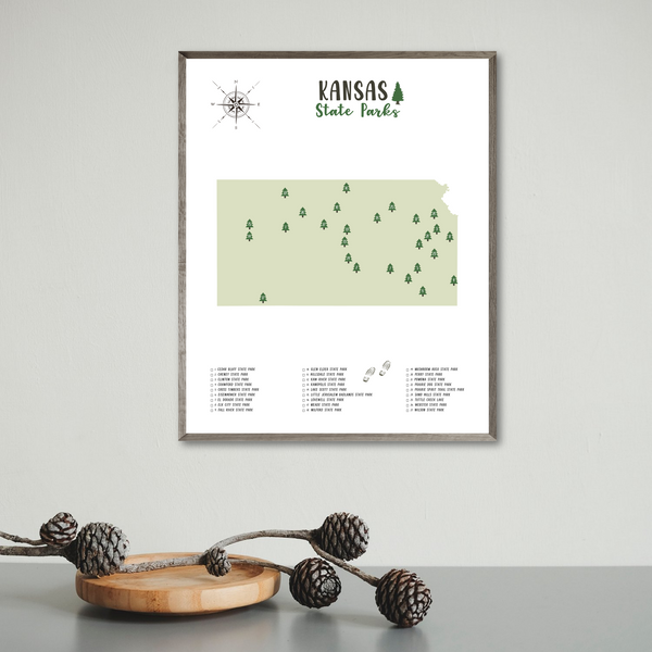 kansas state parks map print-gift for hiker