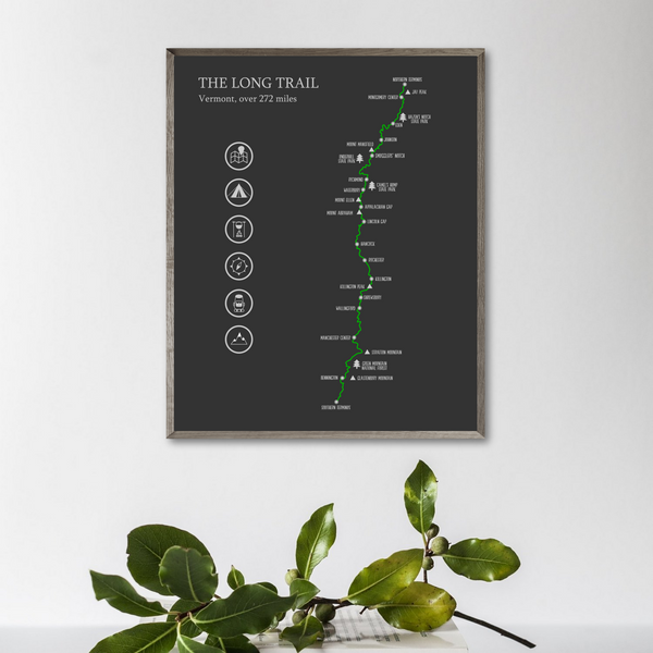 the long trail map poster-adventur gift ideas