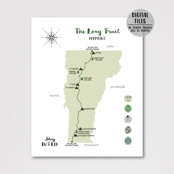 the long trail print-the long trail hiking trail map