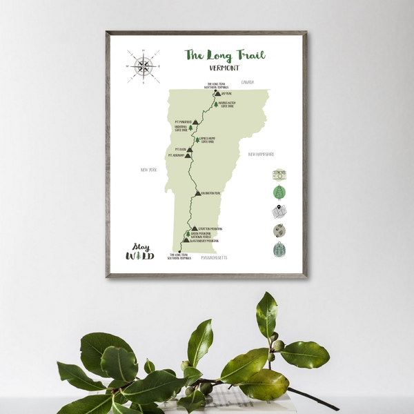 the long trail print-the long trail vermont map