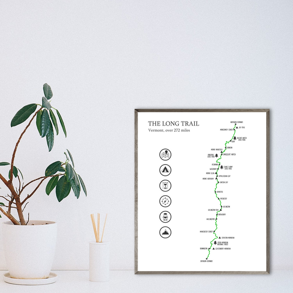 the long trail map print-hiking trail poster