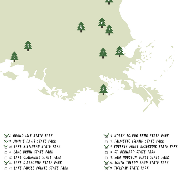 louisiana state parks map print-louisiana state parks checklist