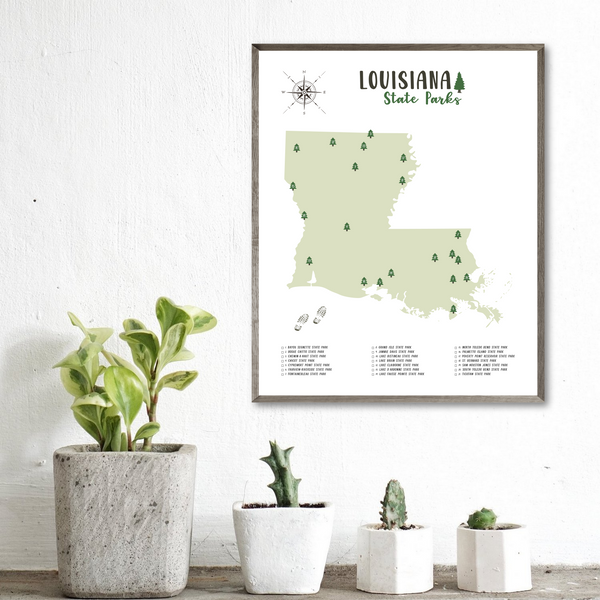 louisiana state parks map print-gift for traveler