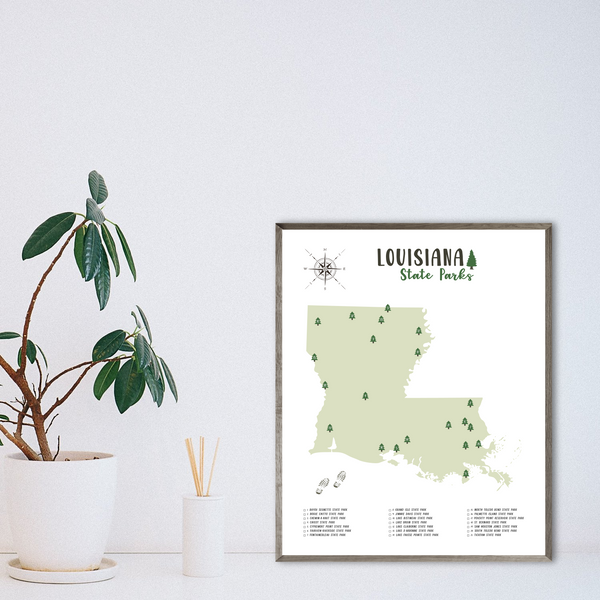 louisiana state parks map-hiking gift ideas-louisiana poster
