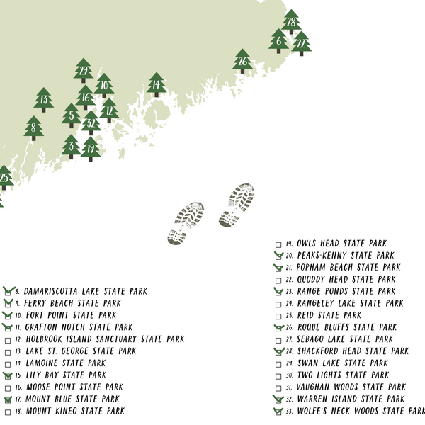 maine state parks map-maine state parks checklist-gift for traveler