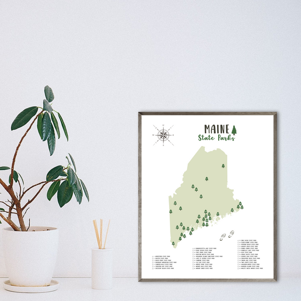 maine state parks map-maine state parks checklist-hiking gift ideas