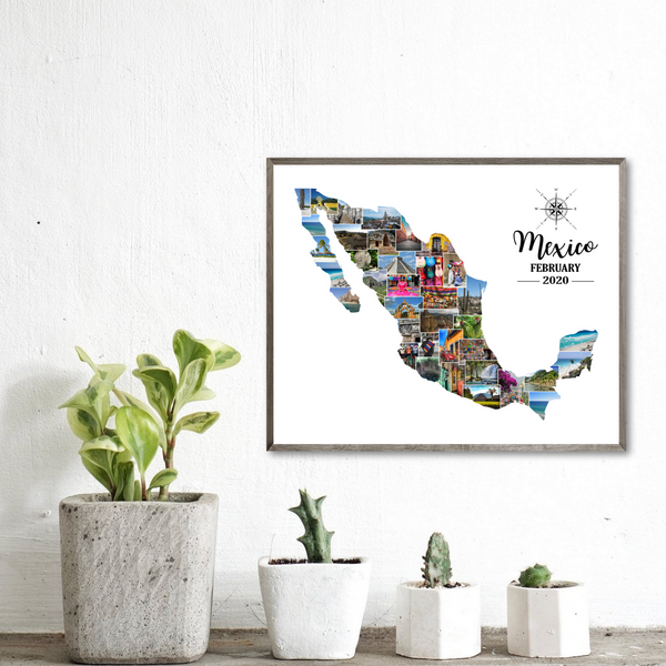 personalize travel photo collage-map collage-travel gift ideas-mexico collage