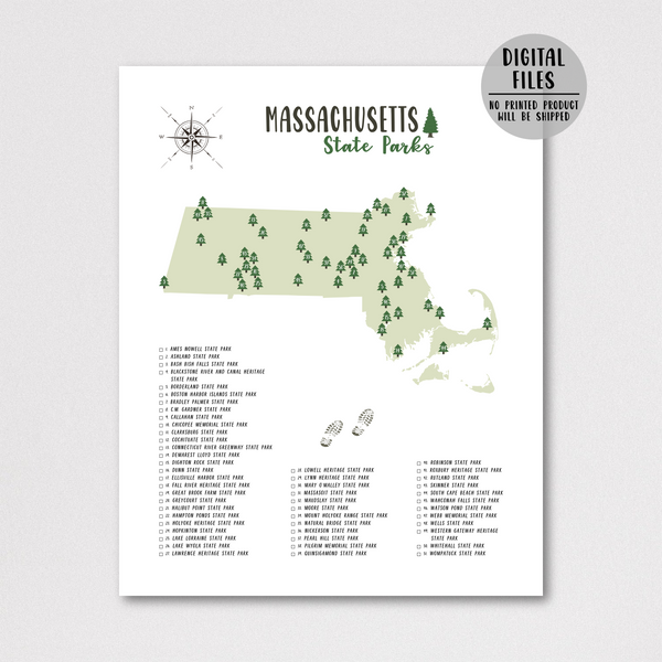 massachusetts state parks map print-gift for hiker